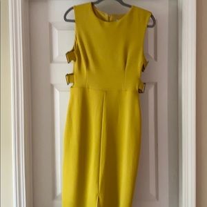 Green midi dress with side cut out